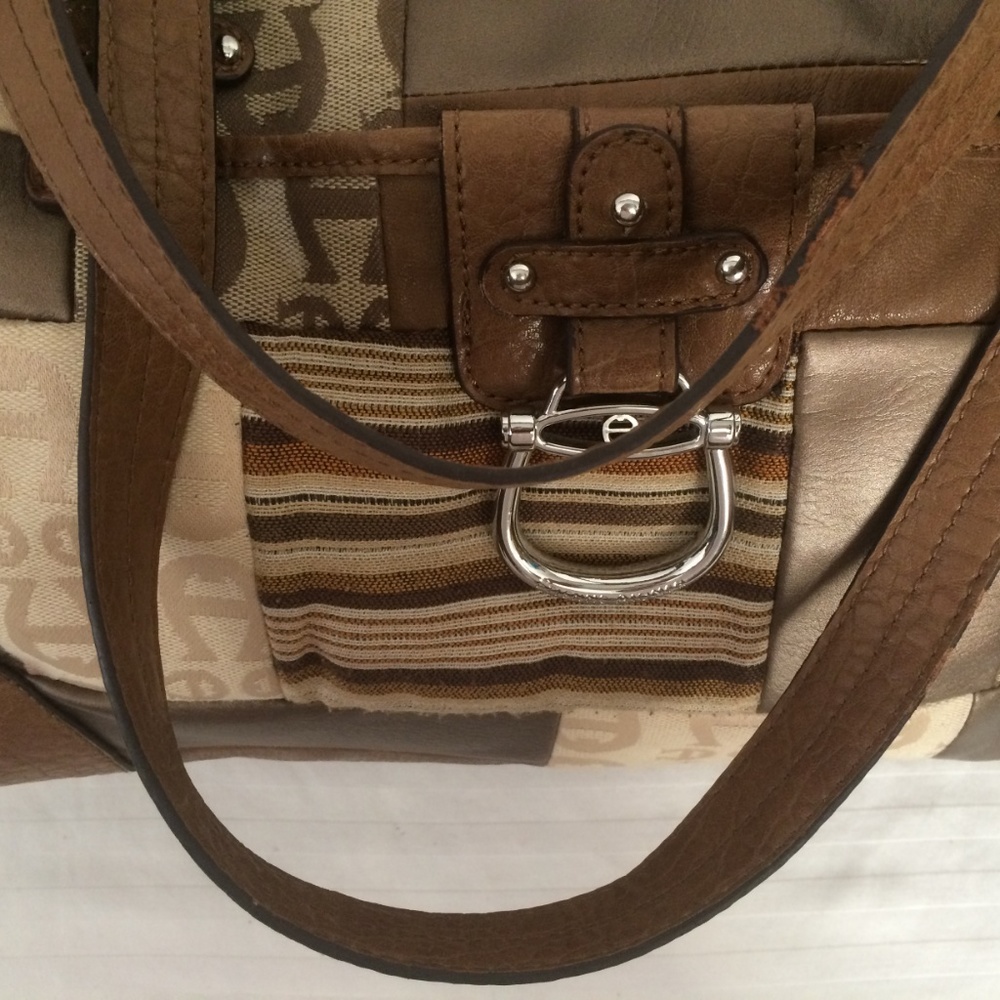 Patchwork Purse Large Shoulderbag Leather Fabric - image 6